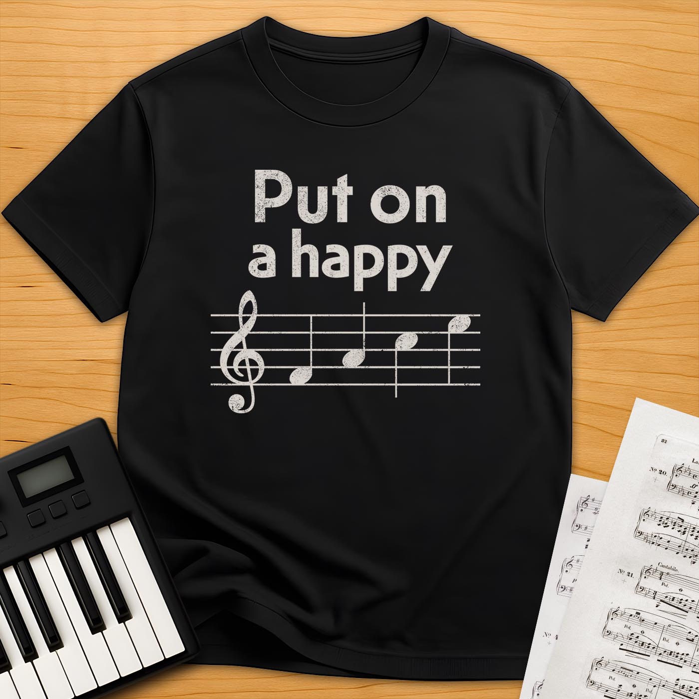 Happy Face Music Notes T-Shirt