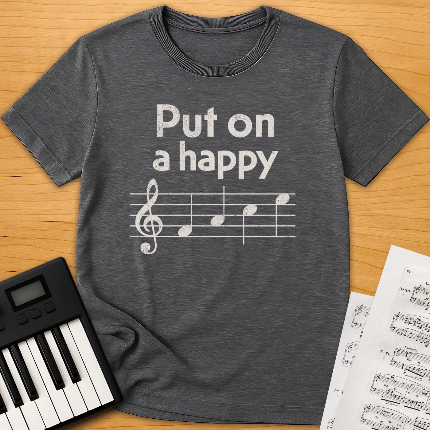 Happy Face Music Notes T-Shirt