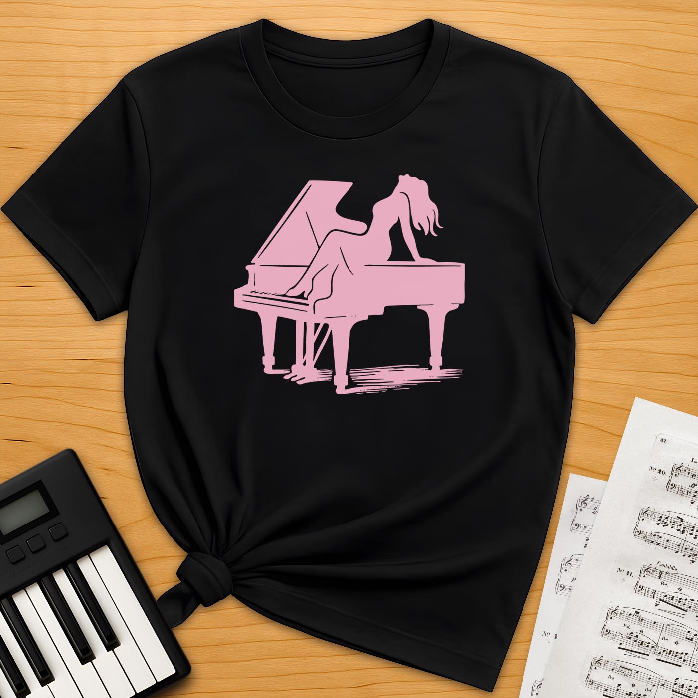 Woman And Piano Silhouette T-Shirt