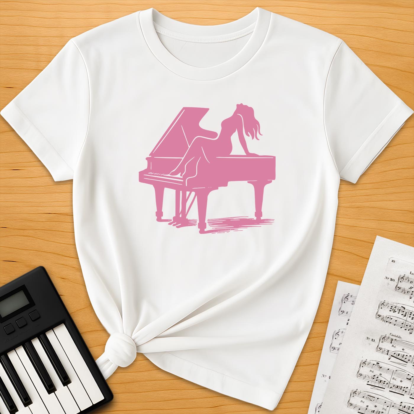Woman And Piano Silhouette T-Shirt
